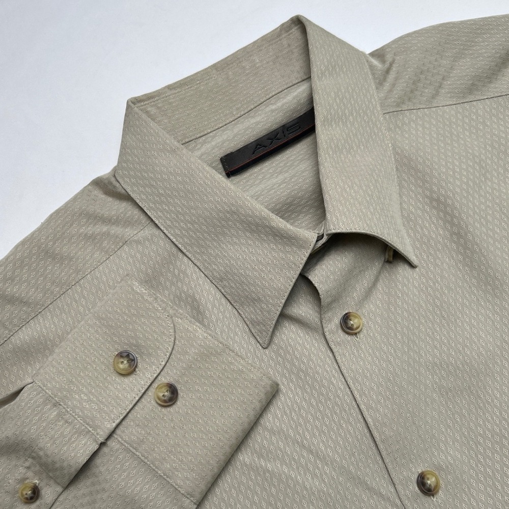 AXIS Men Tan Long Sleeve Button Down Shirt Size L Business Casual Office Classic